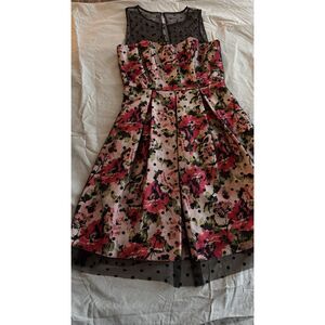 Eliza J Polka Floral Dress 4 Tulle Romantic Feminine Garden Wedding Guest